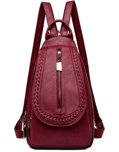 

outdoor bags women leather backpacks zipper female chest bag sac a dos travel back pack ladies bagpack mochilas school for teenage1194840