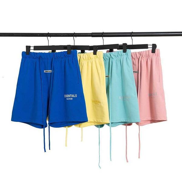 

casual sports pants 21ss summer fearofgod men's double thread essentials high street drawstring five point shorts, Black