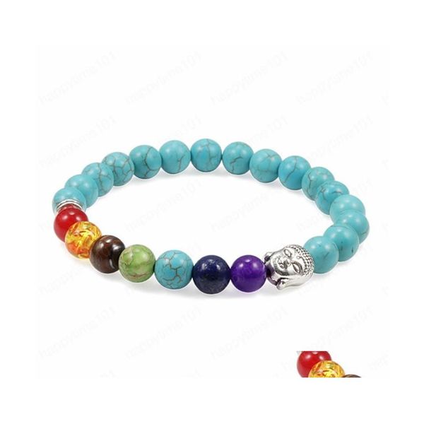 

beaded mens buddha bracelet natural lava stone tiger eye wooden beads bracelets 7 chakra healing prayer yoga women jewelery drop del dhlxg, Black