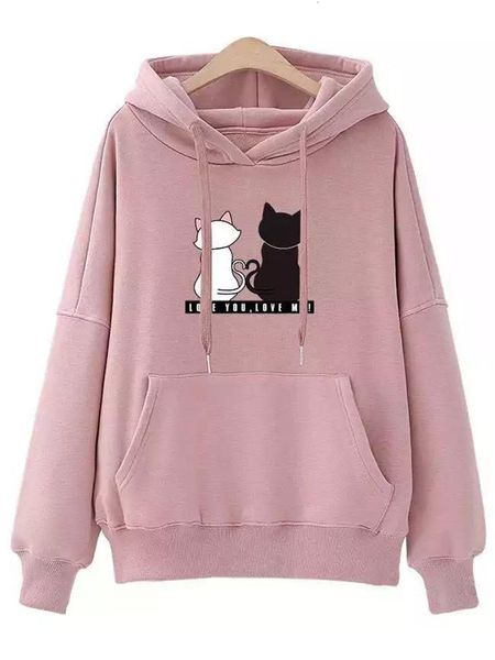 

women's jackets streetwear hoodies sweatshirt autumn long sleeve harajuku hoodie cute cat print sudadera mujer 221201, Black;brown