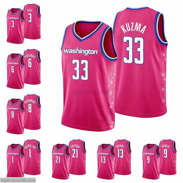 

college basketball wears printed 75th washington''wizards''men kyle kuzma bradley beal kristaps porzingis pope rui hachi, Black