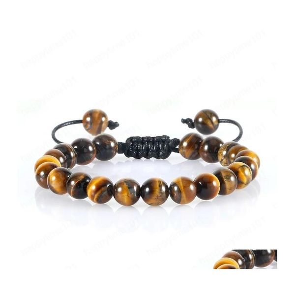 

beaded tiger eye stone beads bracelet braided rope adjustable black lava charm healing nce beaded bracelets for men women jewelry dr dhyfg