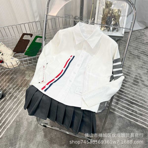 

clothing sets children girls cute little lapel cardigan fashionable necktie skirt socks college style set, White