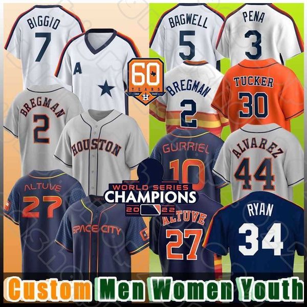 

yordan alvarez baseball jose altuve 2 alex bregman 2022 world series jerseys astros jeff bagwell jeremy pena yuli gurriel houston kyle tucke, Blue;black