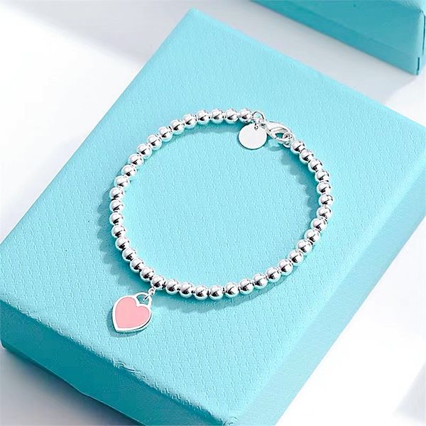 

new bracelet necklace set heart shaped bead chain women fashion jewelry original gift 316l stainless steel factory wholesale, Silver