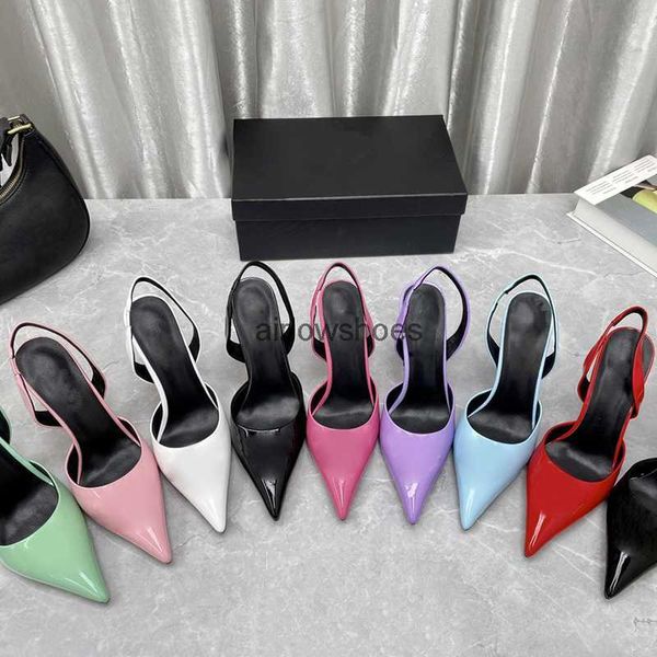 

designer womanwomens dress shoes rhinestone buckle embellished sandals luxury designer pointed toes slingbacks 10cm high heeled sandal facto, Black