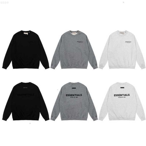 

hoodies hweatshirts fog double line essentials high street casual back letter round neck plush sweater loose men's and women's coa, Black