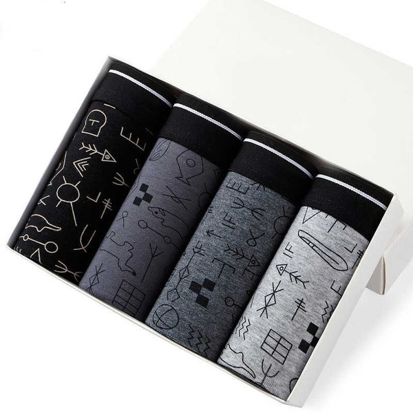 

men's underwear boxer cotton comfortable breathable u-shaped bulge 4 units/batch, Black;white