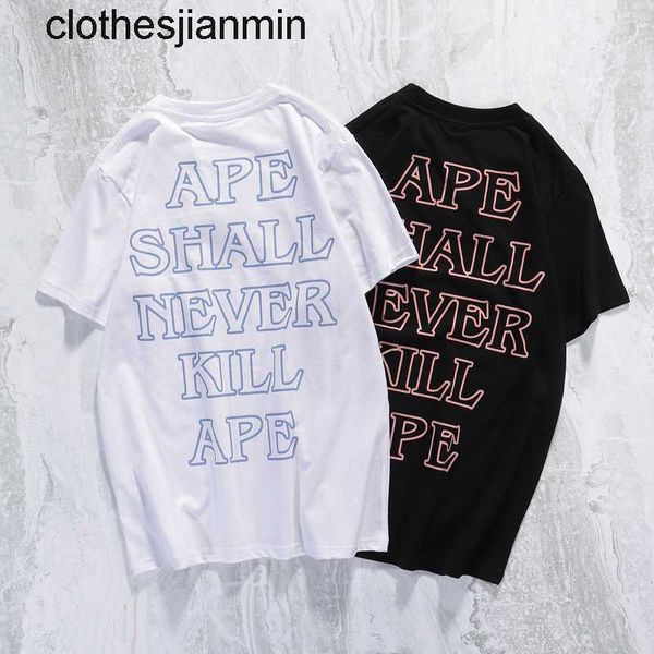 

fashion popular logo men's hoodie shop wholesale and retail tide br round neck printed short sleeve t-shirt men women leisure ape head, Black