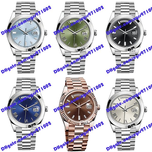 

6 model men's watch 2813 automatic machine 228206 watch 40mm olive green dial 228235 ice blue women's watch stainless steel diamon, Slivery;brown
