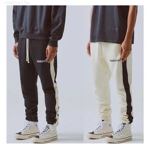 

casual sports pants fog essentials high street trendy pants sports tunic splice male fashion design sweatpants, Black