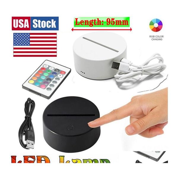 

Usa Night Lights Stock Rgb Led Lights 3D Touch Switch Lamp Base For Illusion 4Mm Acrylic Light Panel 2A Battery Or Dc5V Usb Powered Otwcb