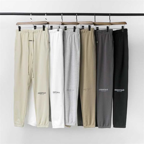 

casual sports pants fog multi thread essentials reflective letter embroidered terry plush casual sports pants men, Black
