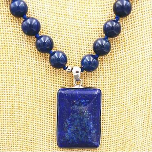 

beautiful jewelry 10mm blue lapis lazuli pendant necklace 18 ", Silver