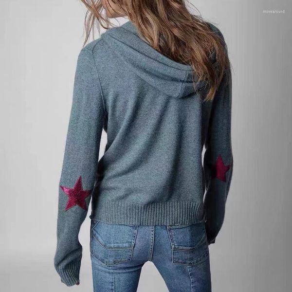 

women's sweaters cashmere women hoodie star embroidery hooded cardigan long sleeve sweater sweatshirt casual pullover pulls 2022 winter, White;black