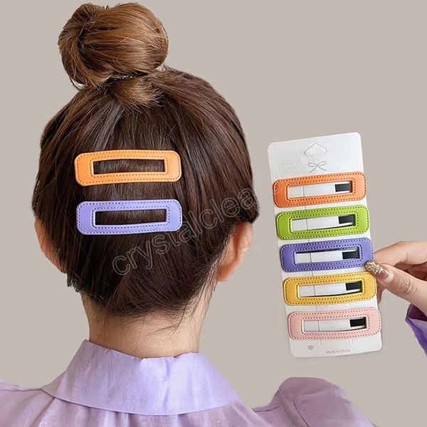 

5pcs/set square simple temperament hair accessories girl broken hair clips bangs hairpin korean net red bb clip headdress, Slivery;white