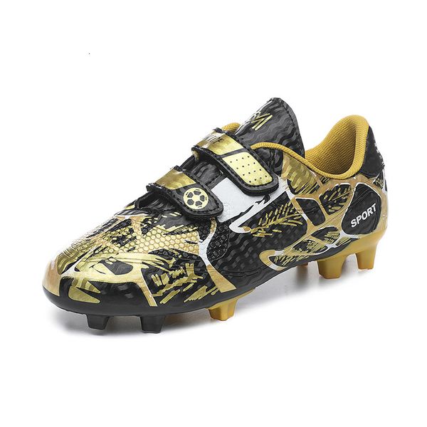 

safety shoes kid's soccer trendy printed boys football cleats sneakers hook loop children training futsal shoe outdoor 221203, Black;brown
