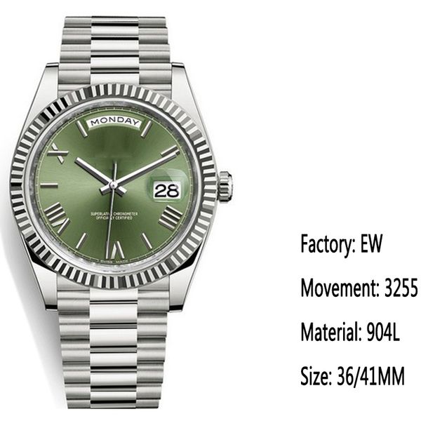 

ew factory produces watch the new v2 upgraded 3255 automatic mechanical movement 40mm roman numerals dial sapphire glass 904 stainless steel, Slivery;brown
