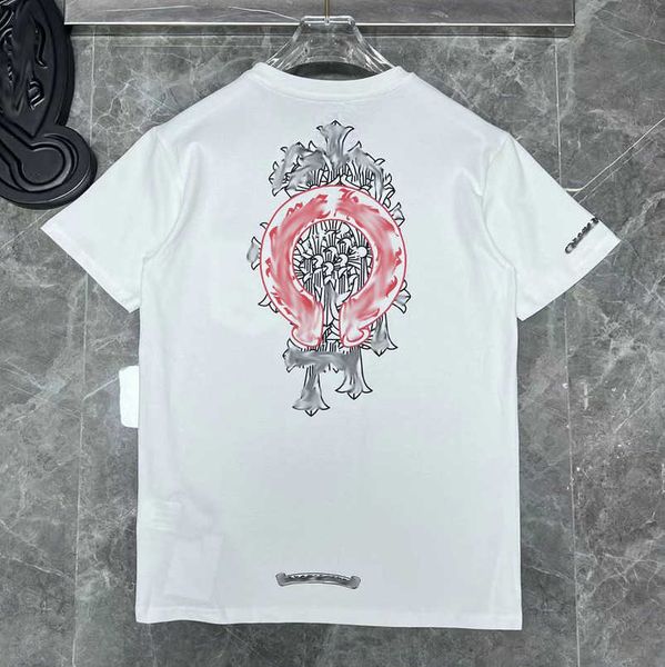 

luxury men's classic t shirt brand tees men women sanskrit letter short sleeve horseshoe couple t-shirts designer polos tshirts cross, White;black