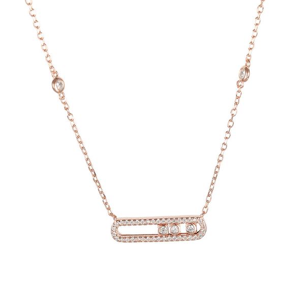 

925 silver fashion three zircon pendant necklace women clavicle chain designer jewelry gift