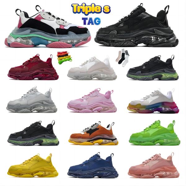 

dad shoes casual shoes mens sneakers trainer crystal bottom black red old grandpa new men women 2023 triple-s size 36-45 w3x6