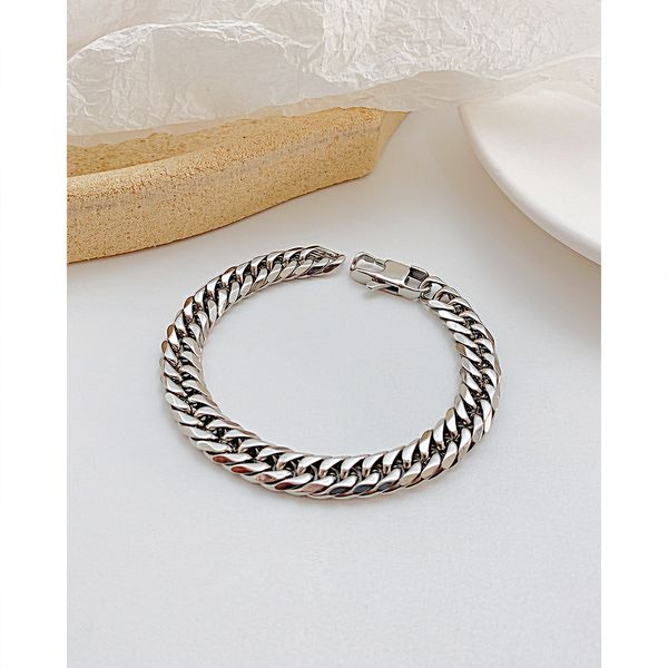 

hip hop bracelets design chain tie steel bracelet men's ins fashion personality street cuban chain bangle, Black