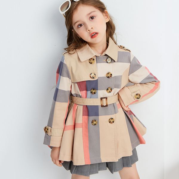 

tench coats girl coats autumn winter teenage long sleeve trench jacket kids double breasted belted windbreaker child cute coat for 2-12y 221, Camo