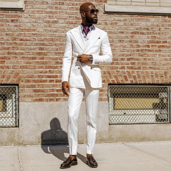 

men's suits blazers white slim fit mens ed lapel male tuxedos for wedding black man groom wear double breasted prom jackets pants 22120, White;black