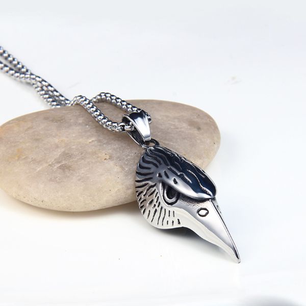

eagle head pendant necklace stainless steel necklaces men punk fashion fine hiphop jewelry, Silver