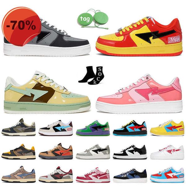 

low shoesplatform bapesta shoes designer casual sneakers bapestas baped sk8 sta grey orange brown beige color camo combo pink women mens loa, Black