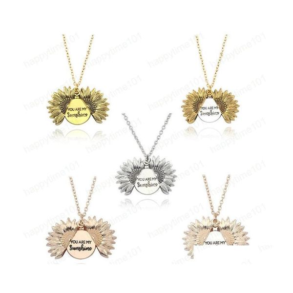 

pendant necklaces est you are my sunshine engraved necklace gold sier plated choker 11 styles sunflower locket pendant necklaces wom dhzva, Silver