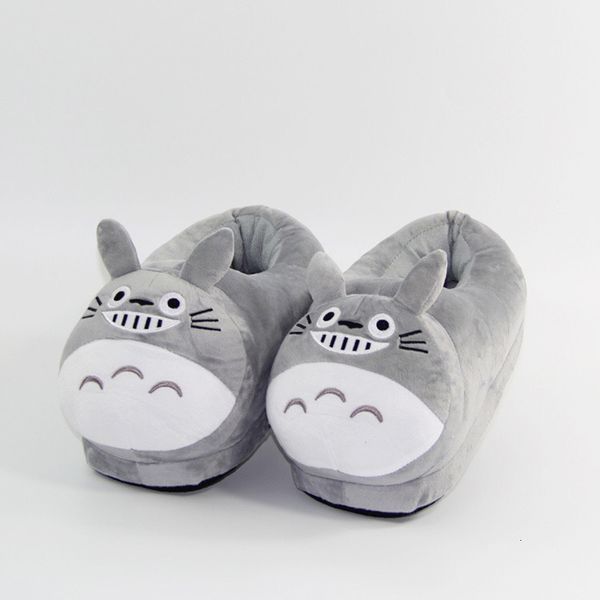 

slippers 28cm anime my neighbor totoro plush soft stuffed indoor shoes winter warm for woman and man 221203, Black