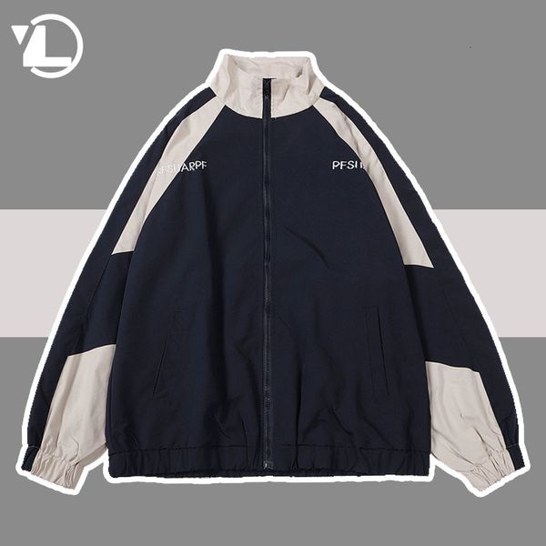 

mens jackets hip hop varsity jacket men high street patchwork color block windbreaker coats women spring autumn thin fashion college 221202, Black;brown