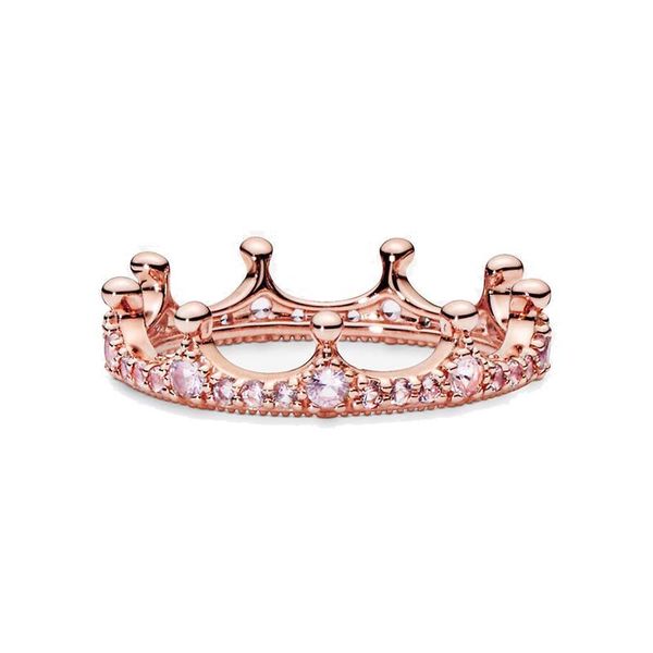 

pink sparkling crown ring rose gold with original box for pandora real sterling silver wedding party jewelry cz diamond designer rings for w, Slivery;golden