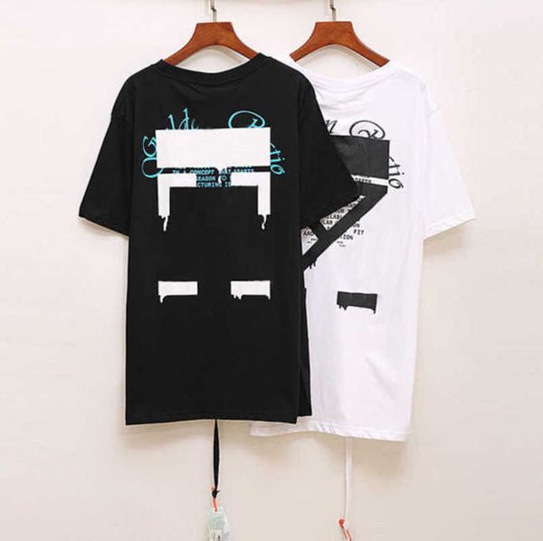

men's fashion luxury t shirt brand offs couple t-shirt designer men women cotton sweatshirt black white tees arrow badge classic t-shi, White;black