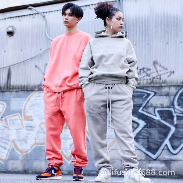 

casual sports pants fog season 8 double thread essentials high street fashion brand flocked row printed tunic pants couple, Black