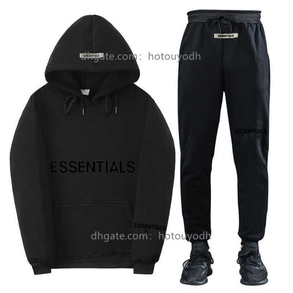 

essentials autumn winter hooded sweatshirt suit men women pure cotton couple jogging sweatshirts oversized streetwear sweater, Gray
