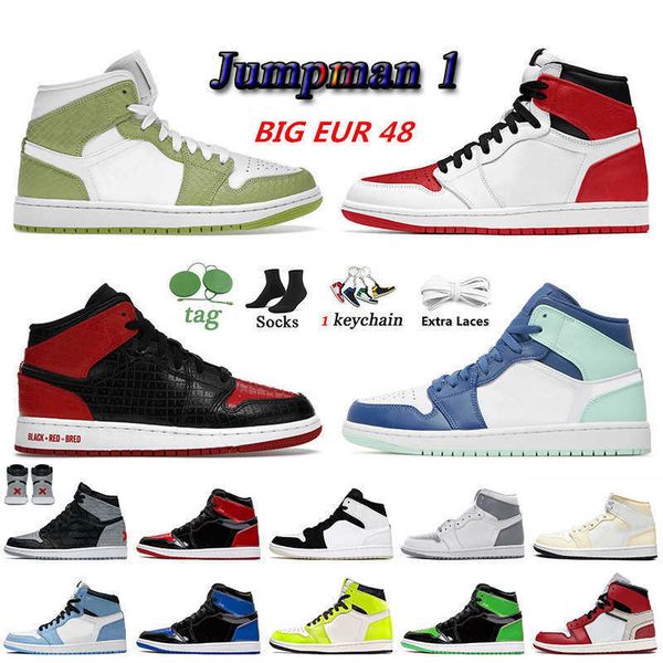 

basketball shoes green python heritage mid blue mint patent bred high 2022 jumpman 1 off 1s og visionaire rebellionaire banned size 36-48