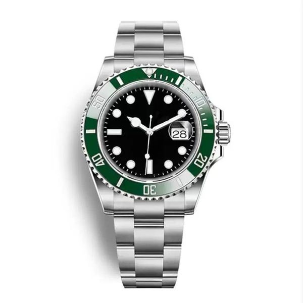 

mens watch men automatic mechanical 904l stainless steel glide lock casual business sapphire glass eta2813 green ceramic bezel, Slivery;brown