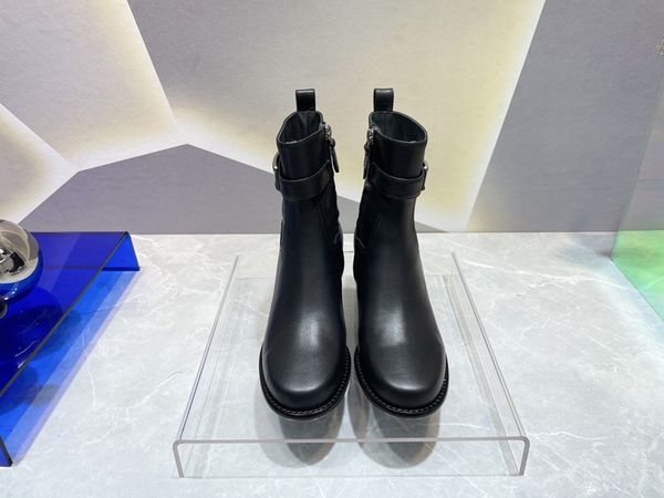 

2023 womens shoes luxury designers boots women booties ladies ankle boot fashion shoe autumn winter high heel short platform leather -g031, Black
