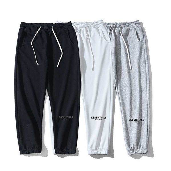 

casual sports pants feel of god multi thread essentials long pants men's and women's summer high street fashion brand casual leggi, Black
