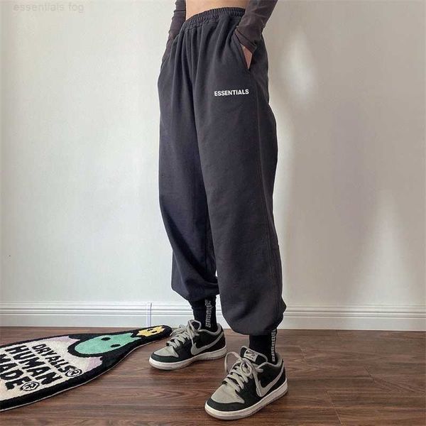 

casual sports pants fog double thread essentials closing small foot leisure guard carbon gray leggings high street fashion brand design swea, Black
