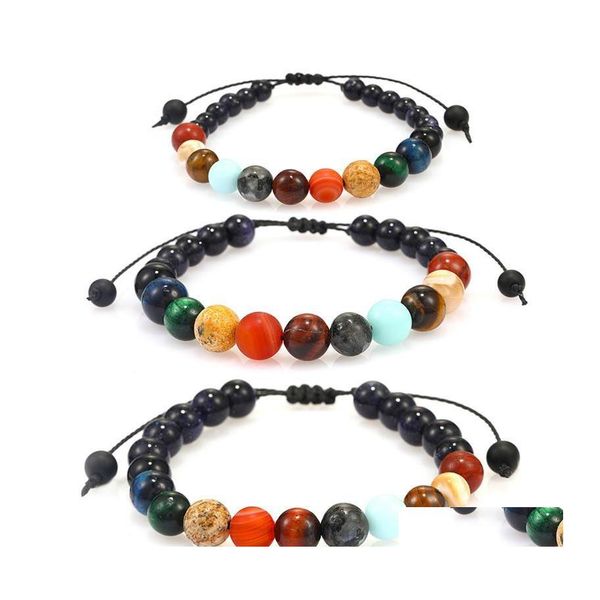 

beaded galaxy eight planets bead bracelet men natural stone universe solar yoga chakra for jewelry drop delivery bracelets dhbnl, Black
