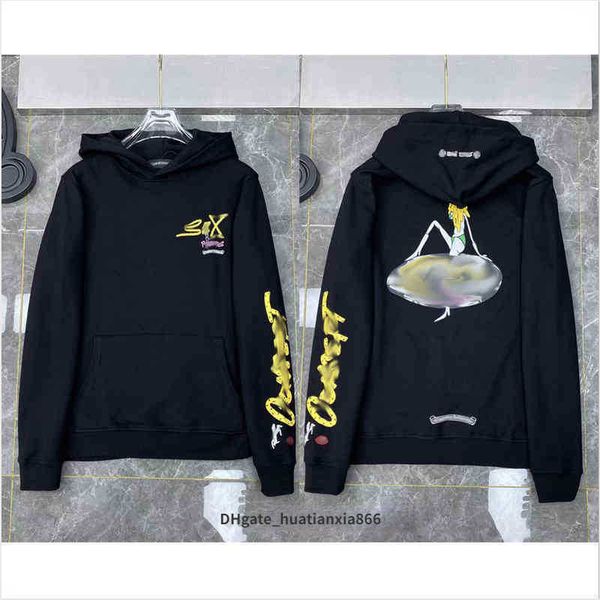 

3a classic fashion mens zipper ch hoodies designers horseshoe sanskrit cross print pullover heart hooded sweatshirts sweater luxury woman ja, Black