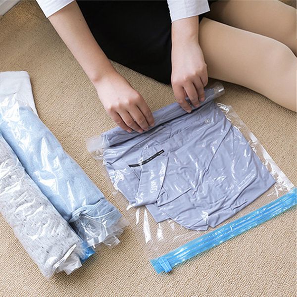 

bag organizer travel luggage air-hand-rolled vacuum compression transparent clothing storage household finishing packing 221203, Blue;pink