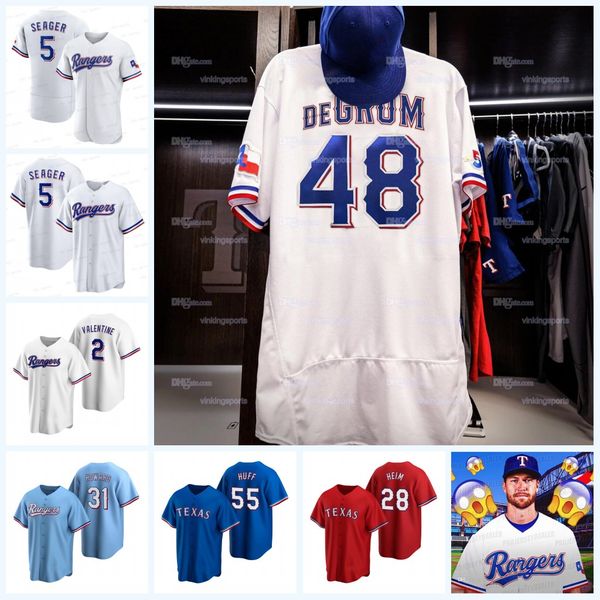 

48 jacob degrom 2022 rangers jersey dane dunning seager marcus semien taylor hearn josh smith adolis garcia jonah heim sam huff jose leclerc, Blue;black