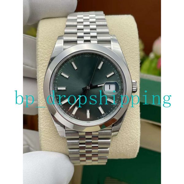 

2022 new super quality watch 41mm green dial luminous president jubilee strap stainless stee sport asia 2813 movement mechanical automatic w, Slivery;brown