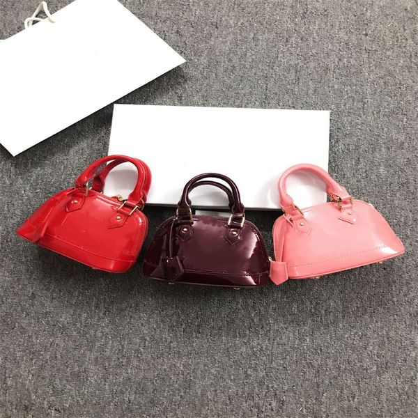 

kids designer cute handbags korean girl mini princess wallet classic pattern print bright leather handbag fashion baby candy bag cute gift, Black