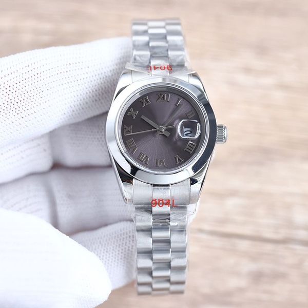 

leisure womens watch automatic mechanical watches steel strap perfect quality business wristwatches shell face holiday wristwatch gift for l, Slivery;brown