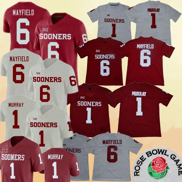 

american college football wear ncaa 6 baker mayfield football jersey 1 kyler murray oklahoma sooners white red mens college jerseys, Black